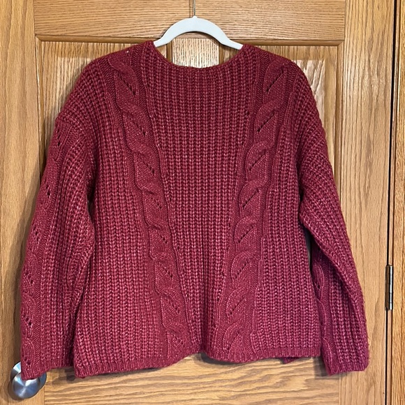 Anthropologie Ramona Pink Berry Cable Knit Sweater with 7% Alpaca  Medium - Picture 6 of 7